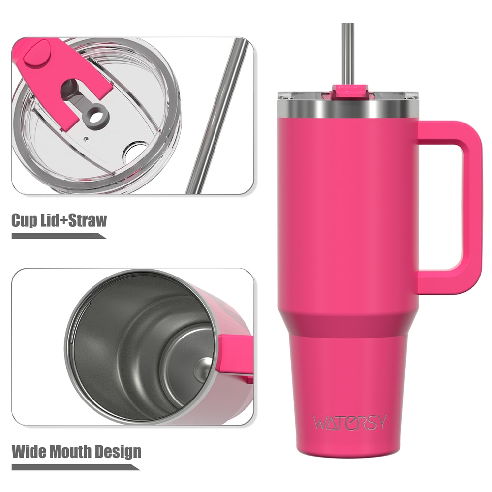 Stainless Steel Insulated Cup, Thermal Tumbler with Handle and Straw, Leak-Proof Mug for Hot and Cold Drinks