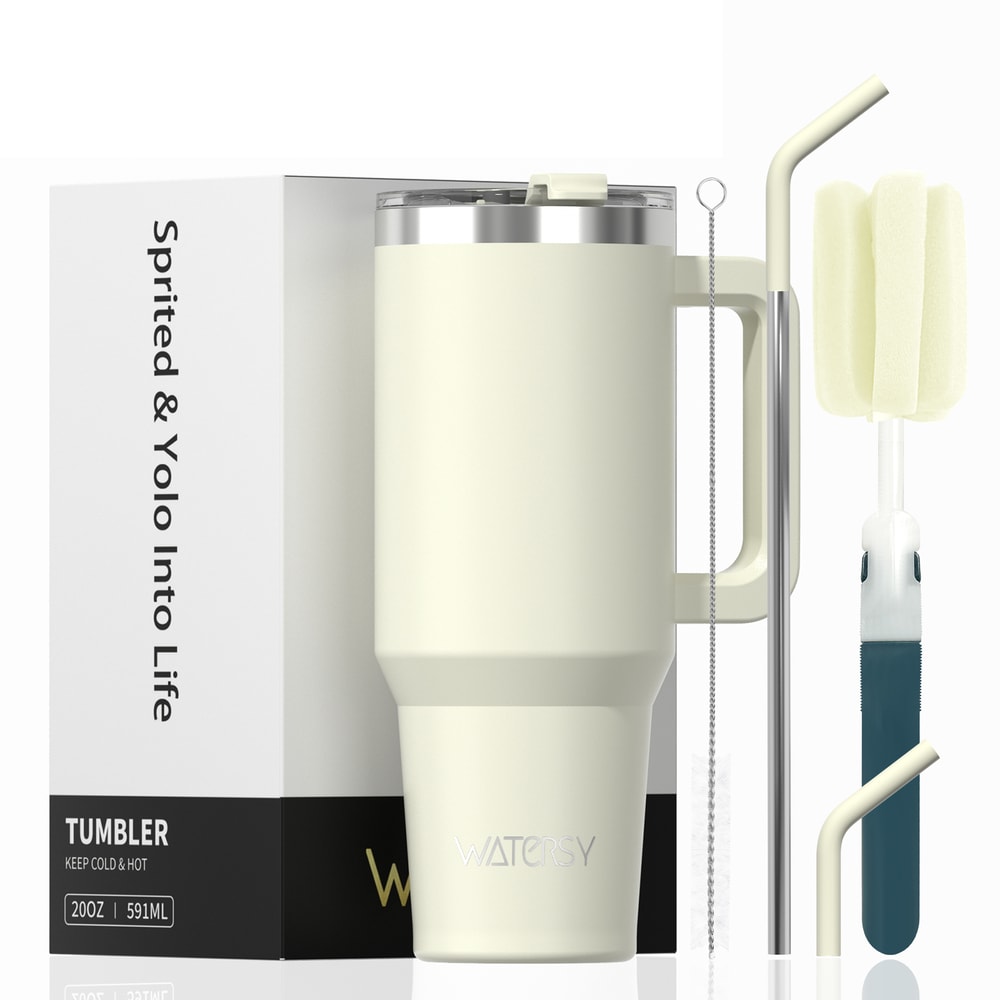 Stainless Steel Insulated Cup, Thermal Tumbler with Handle and Straw, Leak-Proof Mug for Hot and Cold Drinks
