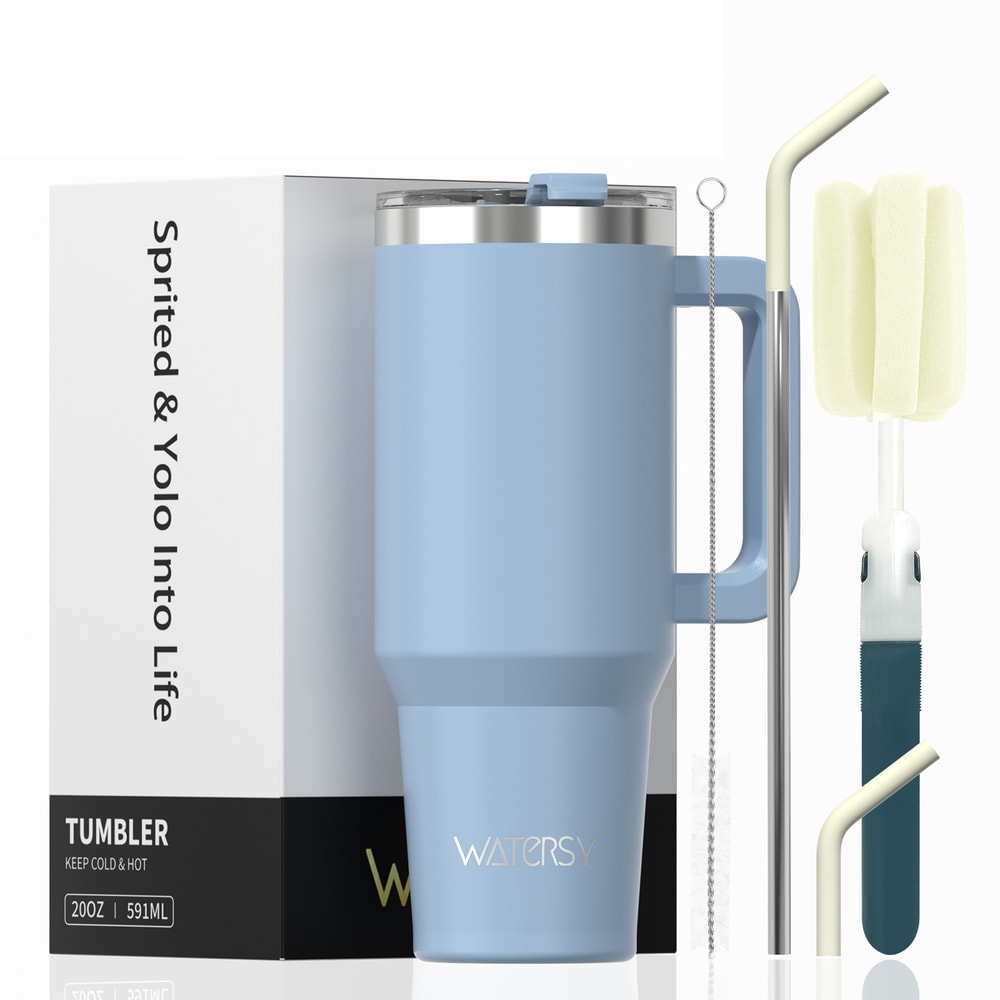 Stainless Steel Insulated Cup, Thermal Tumbler with Handle and Straw, Leak-Proof Mug for Hot and Cold Drinks