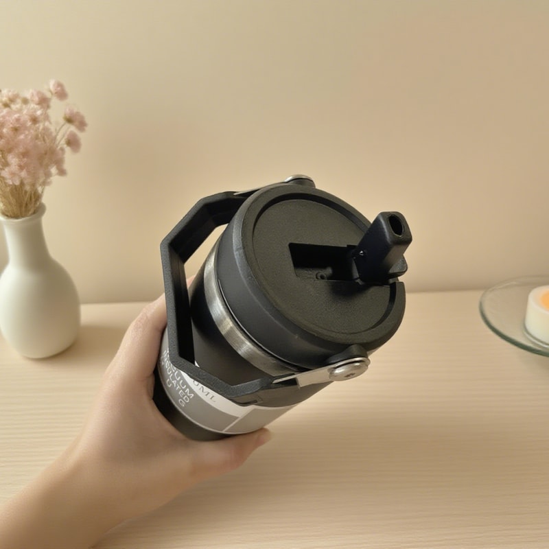 Stainless Steel Thermos Cup, Large Capacity Water Bottle with Straw, Vacuum Flask Coffee Insulation Cup