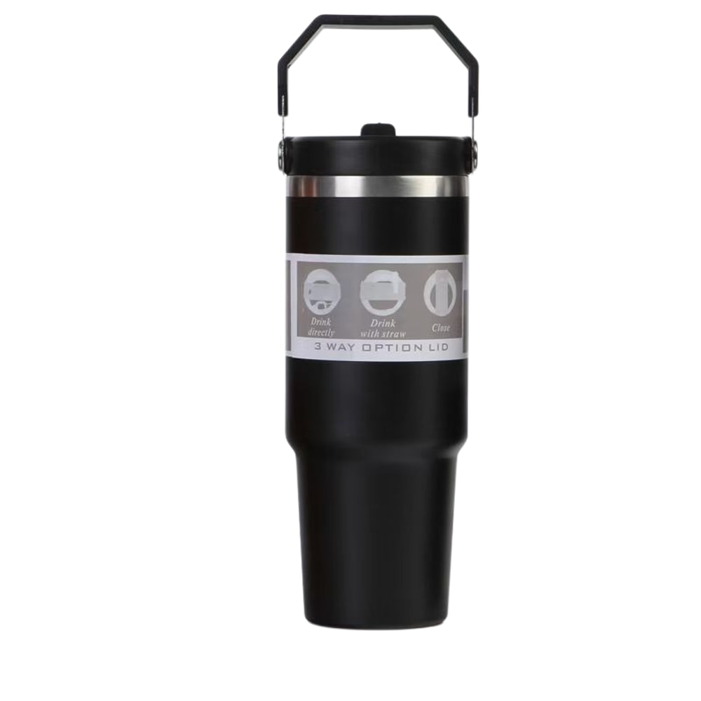 Stainless Steel Thermos Cup, Large Capacity Water Bottle with Straw, Vacuum Flask Coffee Insulation Cup
