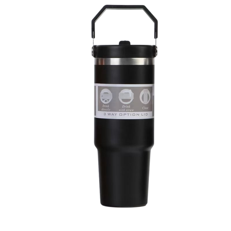 Stainless Steel Thermos Cup, Large Capacity Water Bottle with Straw, Vacuum Flask Coffee Insulation Cup