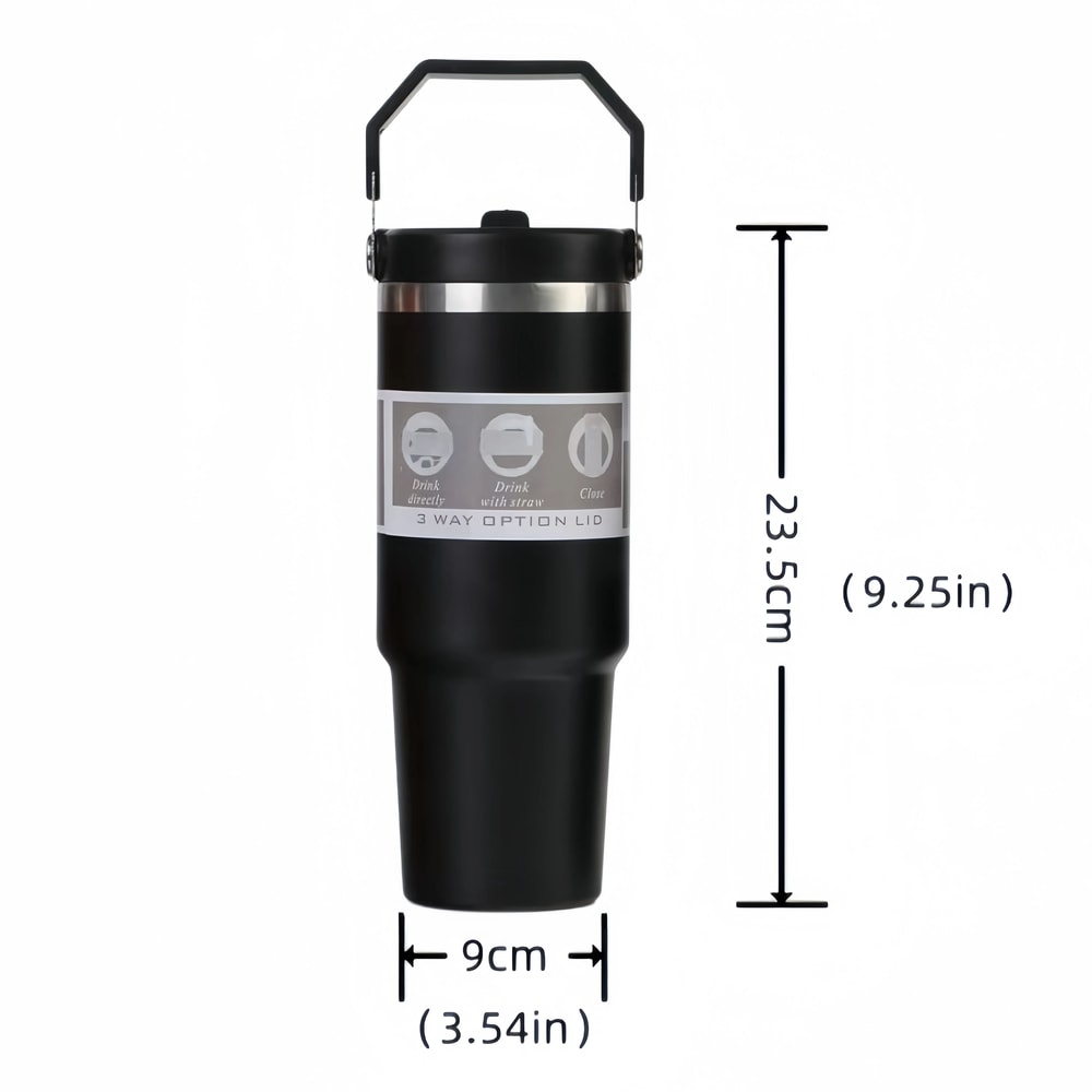 Stainless Steel Thermos Cup, Large Capacity Water Bottle with Straw, Vacuum Flask Coffee Insulation Cup