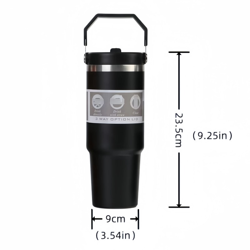 Stainless Steel Thermos Cup, Large Capacity Water Bottle with Straw, Vacuum Flask Coffee Insulation Cup