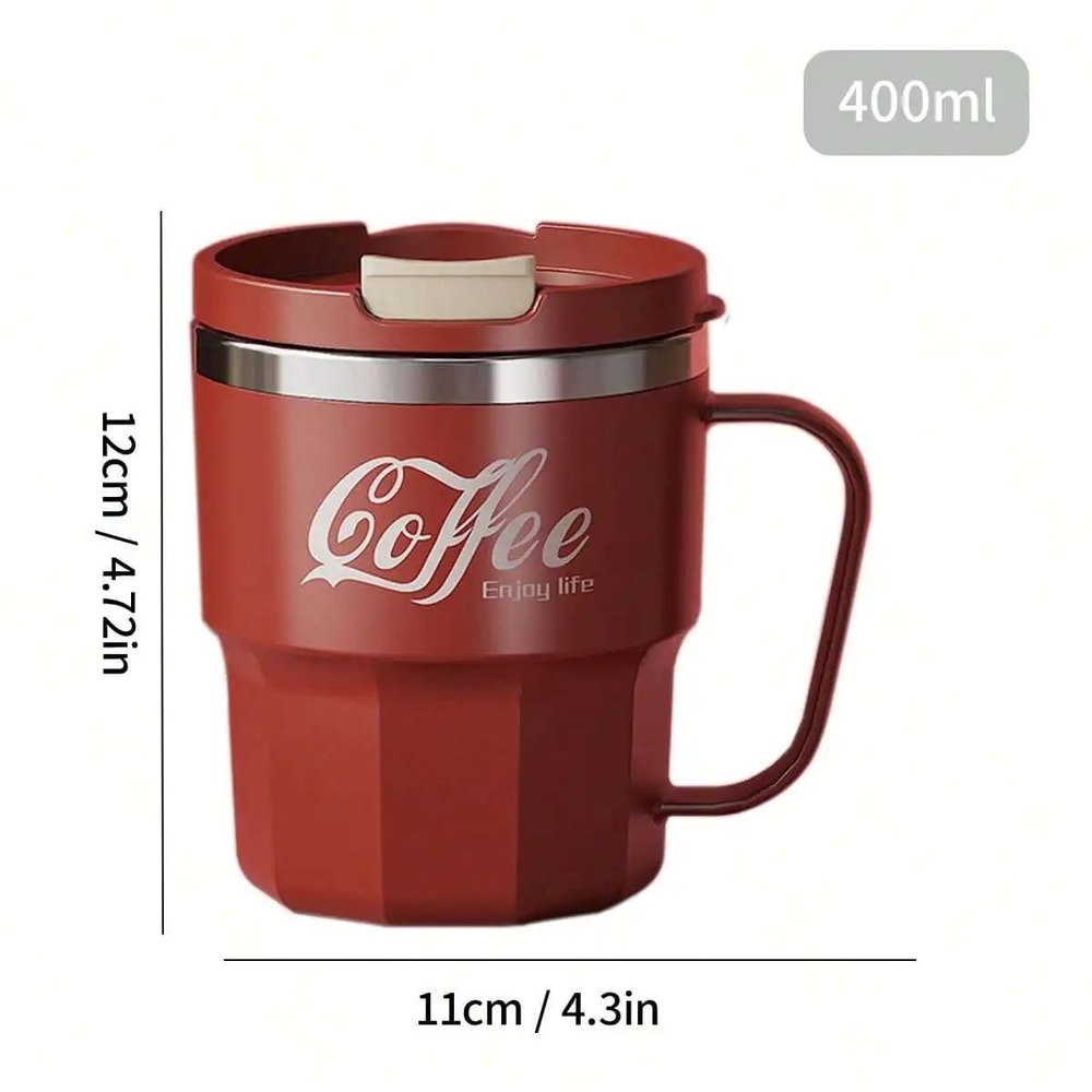 Insulated Coffee Mug Stainless Steel Drinkware With Lid Handle Double Layer Reusable Coffee Cup Fo 6