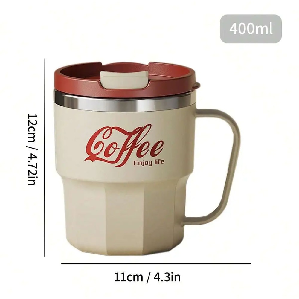 Insulated Coffee Mug Stainless Steel Drinkware With Lid Handle Double Layer Reusable Coffee Cup Fo 7