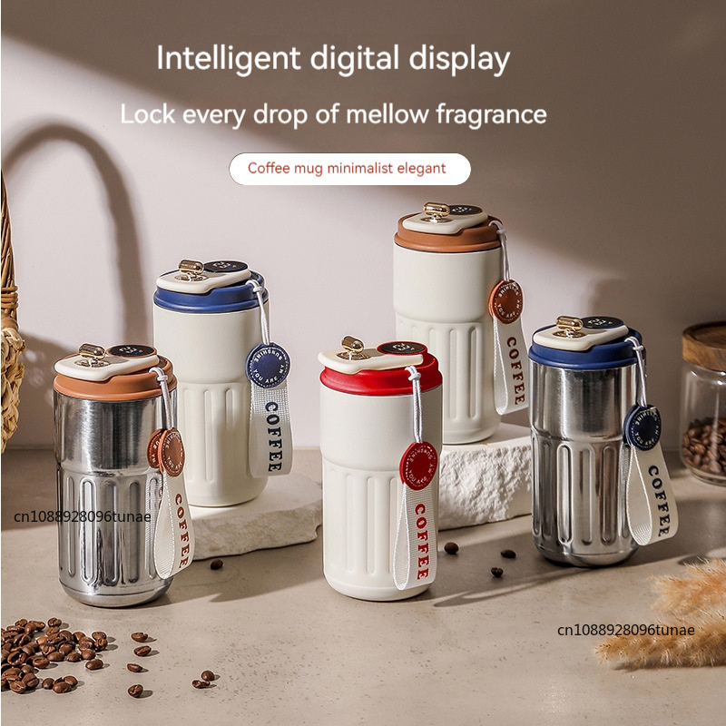 Stainless Steel Coffee Cup With Intelligent Digital LED Temperature Display Thermal Mug For Hot And 4