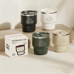 double layer insulated thermal cup, stainless steel office milk coffee mug, portable sealed tumbler for studen