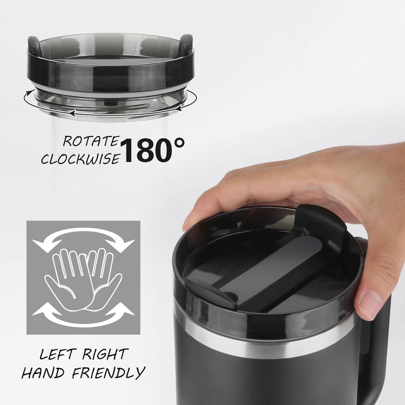 Metal Stainless Steel Insulated Tumbler Large Thermal Mug With Handle Vacuum Straw Cup For Hot And 6