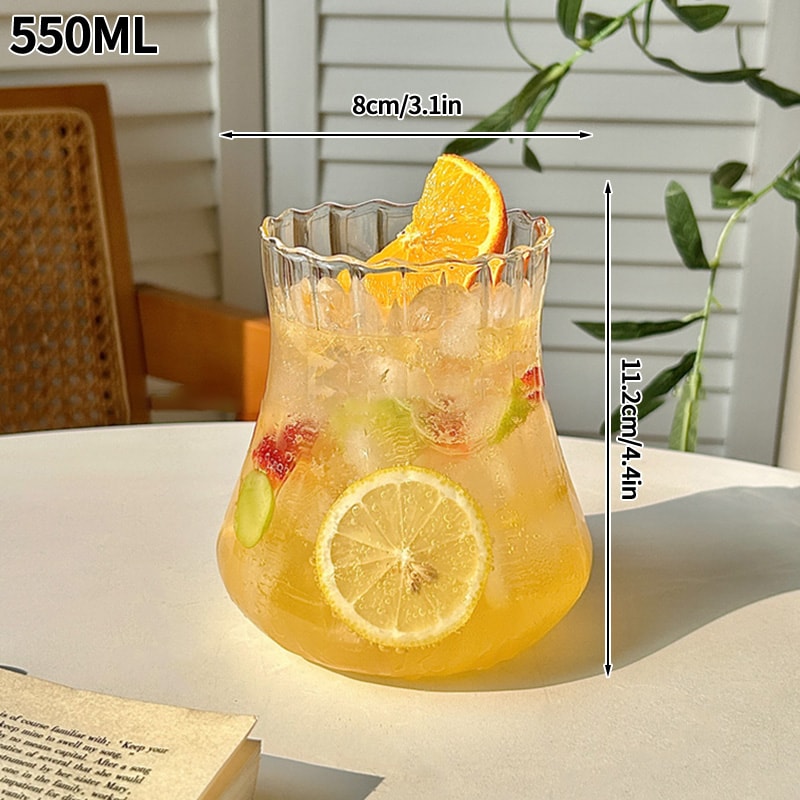 Creative Wave Shape Iced Coffee Tumbler Cup Transparent Drinking Glass Ripple Water Juice Milk Tea 15