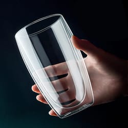 transparent glass coffee cup for milk whiskey tea beer, double wall heat resistant cocktail vodka wine mug