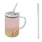 Reusable Glass Tumbler with Straw and Lid for Iced Coffee, Smoothies, Tea and Juice, Office Car Cup