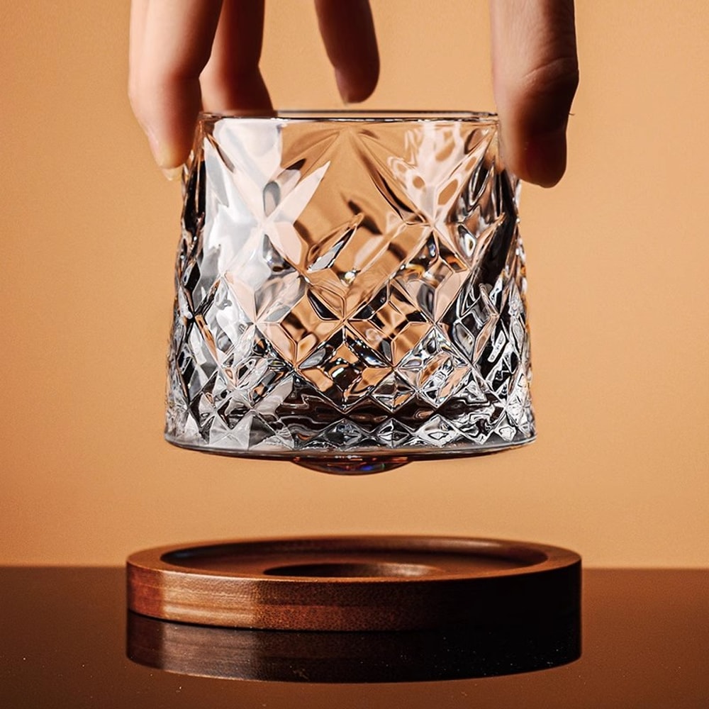 Crystal Whiskey Glasses Rotating Spinning Tumbler Whiskey Glass With Base Wine Brandy Glass Cup Dri 1