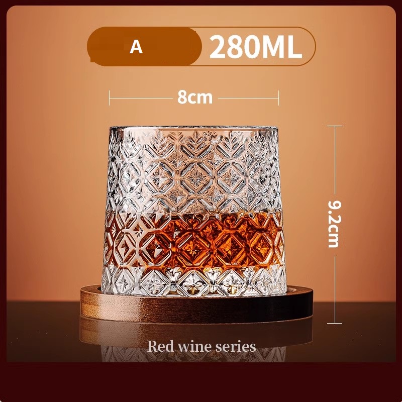 Crystal Whiskey Glasses Rotating Spinning Tumbler Whiskey Glass With Base Wine Brandy Glass Cup Dri 4