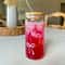 Cherry Bow Glass Tumbler Mason Jar Style Water Bottle With Lid Straw For Iced Coffee Juice 4