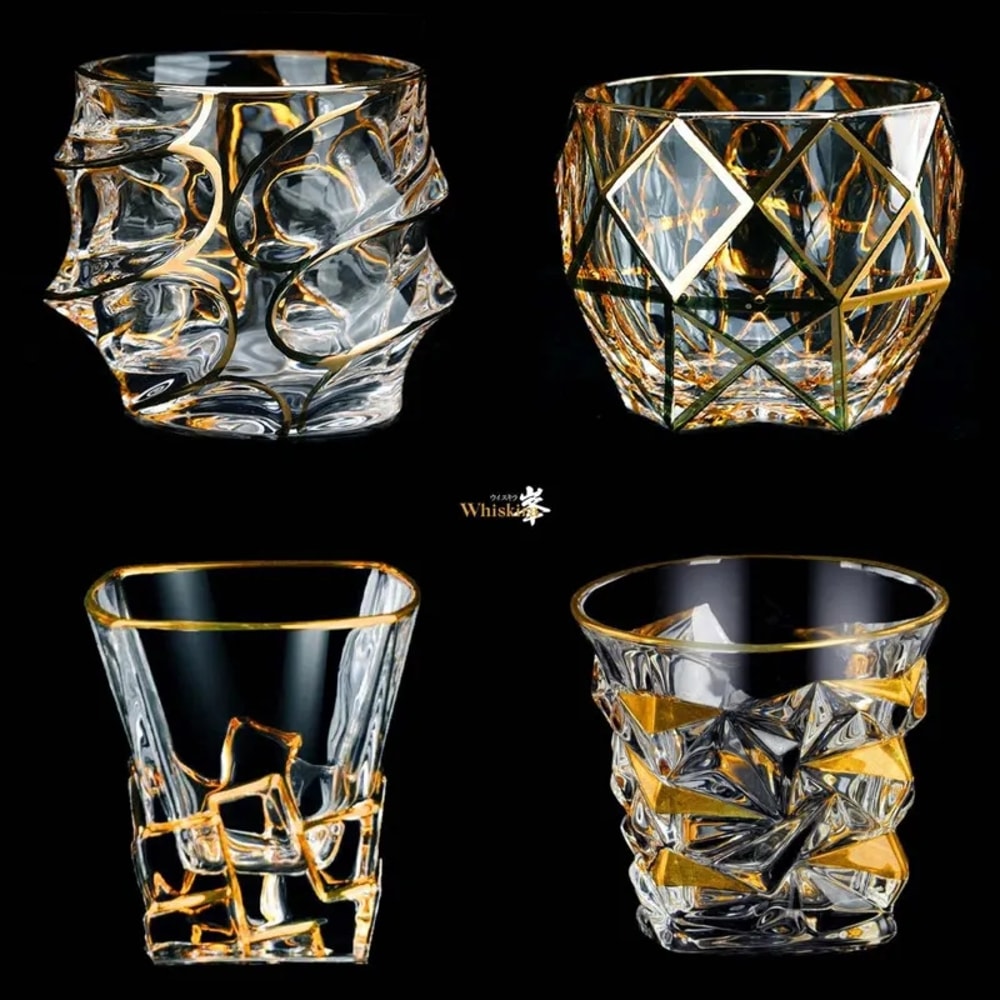 Gold Line Wine Whisky Glasses Whiskey Glass Tumblers Golden Painted Crystal Barware Cocktail Drinkw 2