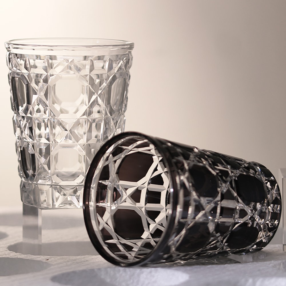 Multi Colored Glass Cocktail Whiskey Tumbler Hand Cut To Clear Highball Water Glass For Cold Bevera 5