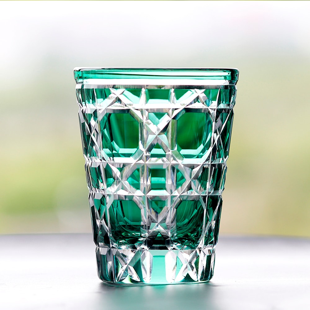 Multi Colored Glass Cocktail Whiskey Tumbler Hand Cut To Clear Highball Water Glass For Cold Bevera 1