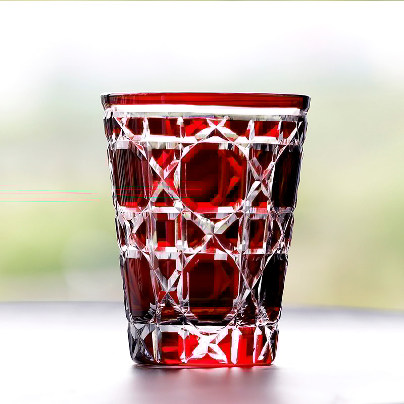 Multi Colored Glass Cocktail Whiskey Tumbler Hand Cut To Clear Highball Water Glass For Cold Bevera 2