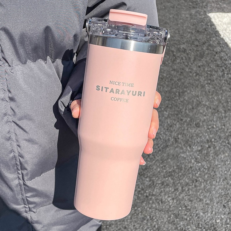 Drinking Coffee Water Cup With Straw Large Capacity Insulation Cup Simple Water Bottle For Office G 2