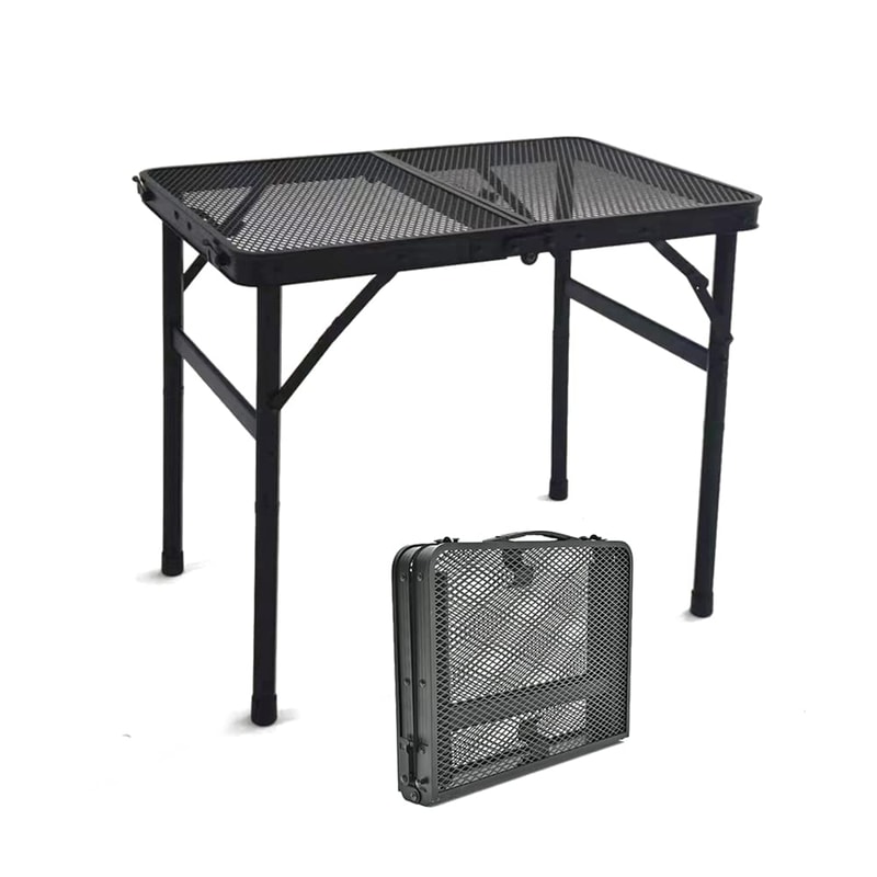 Aluminum Folding Grill Table For Outside, Lightweight Portable Metal Mesh BBQ Cooking Table, Ideal For Camping