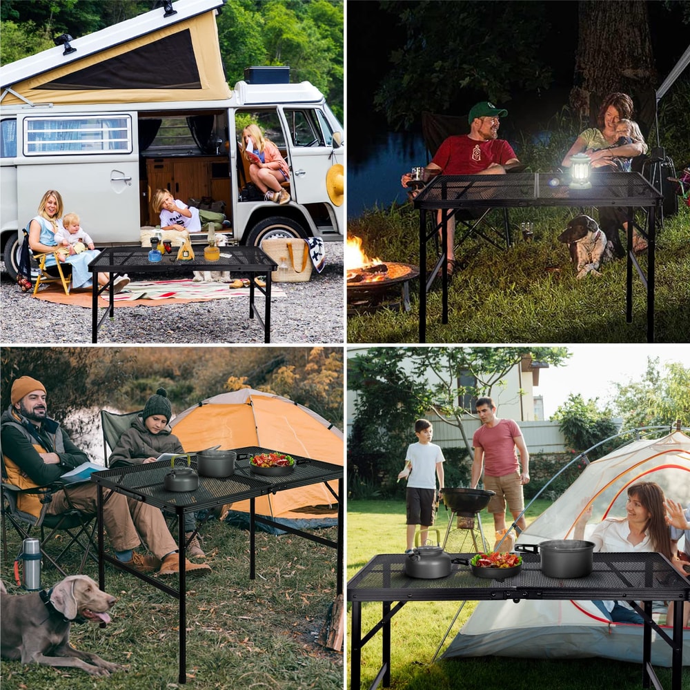 Aluminum Folding Grill Table For Outside, Lightweight Portable Metal Mesh BBQ Cooking Table, Ideal For Camping