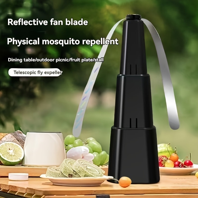 Battery Operated Fly Repelling Fan with Reflective Blades, Chemical Free Insect Repellent, ABS Structure