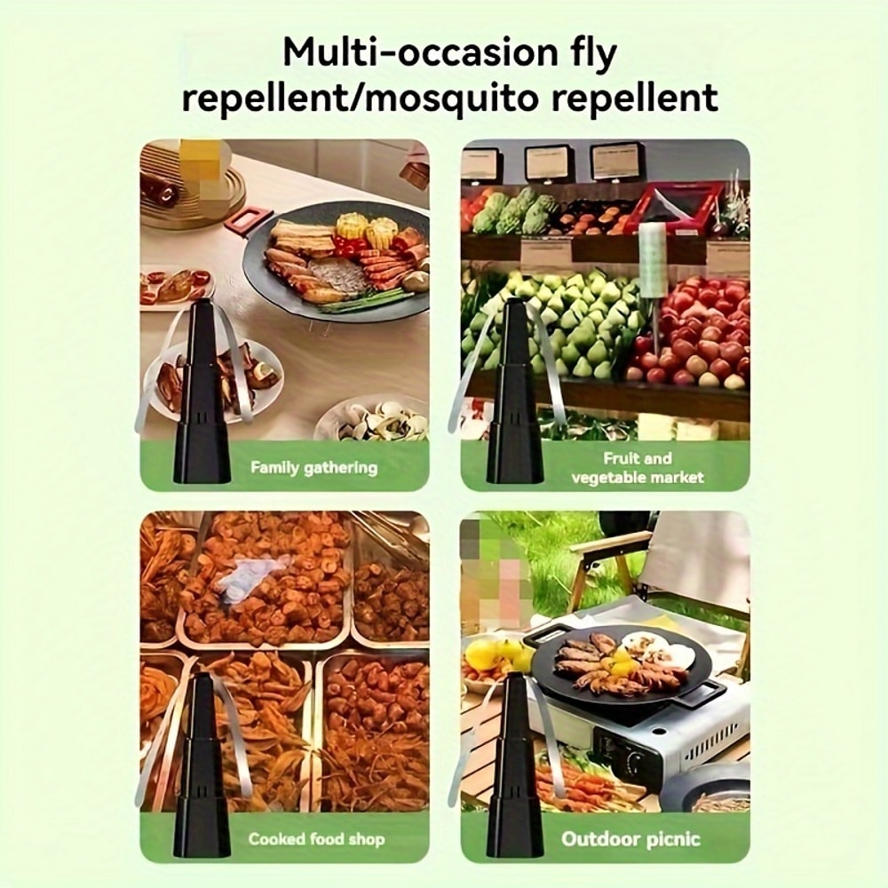 Battery Operated Fly Repelling Fan with Reflective Blades, Chemical Free Insect Repellent, ABS Structure