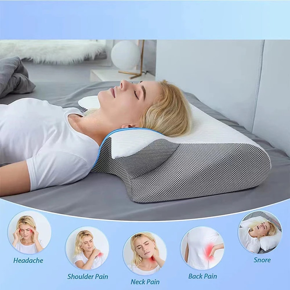 Ergonomic Memory Foam Pillow For Travel Cervical Neck SupportDesign To Help Sleep And Protect Neck 0