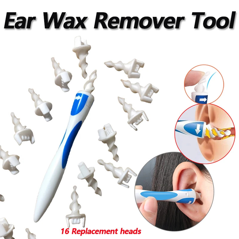 Ear Wax Remover Tool Portable Spiral Cleaner With Soft Silicone 16 Replacement Tips For Easy Earwax 1
