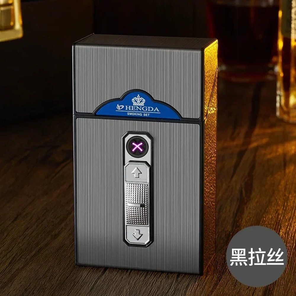 Waterproof Moisture Resistant Cigarette Case Thick Double Arc Pulse USB Charging Lighter For Outdoo