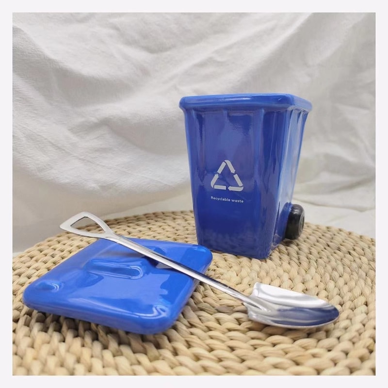 Trendy Green Office Coffee Mugs Funny Trash Can Ceramic Mug Breakfast Milk Oat Cups Kawaii Couple W 3