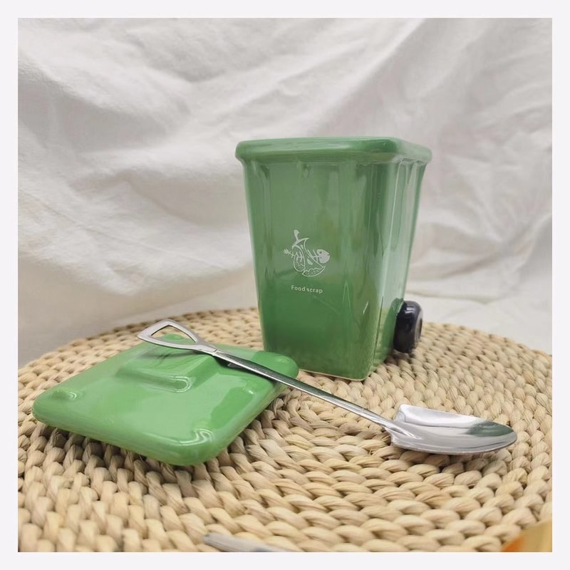 Trendy Green Office Coffee Mugs Funny Trash Can Ceramic Mug Breakfast Milk Oat Cups Kawaii Couple W 6