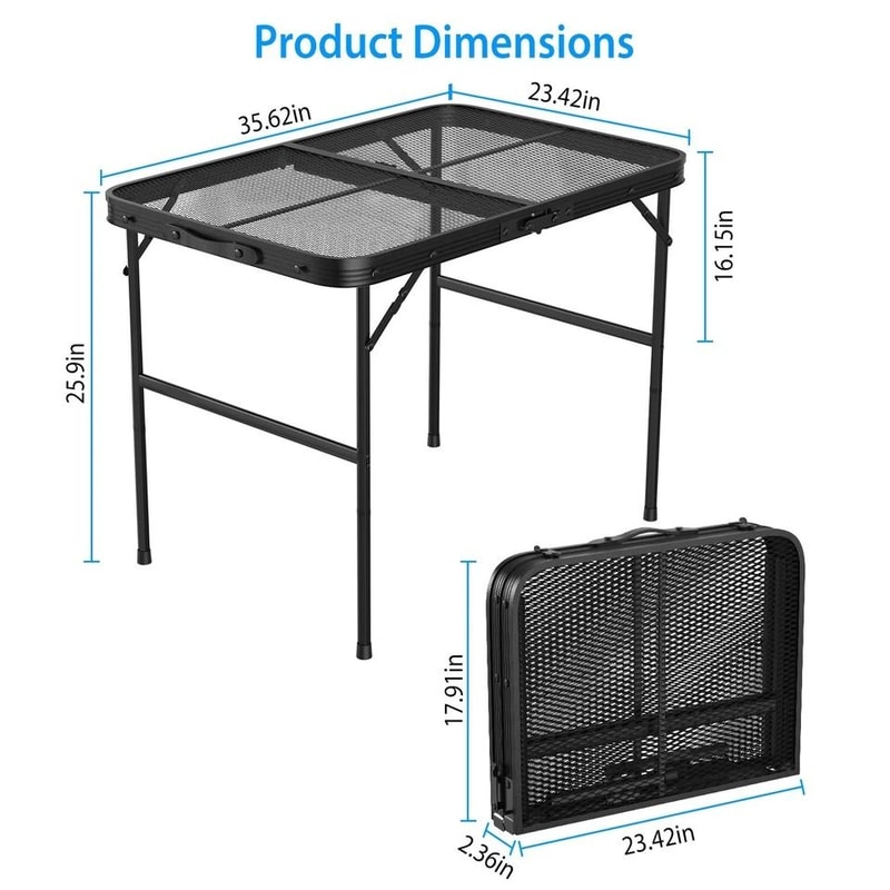 Aluminum Picnic Adjustable Folding Table 35x23 Grill Stand Table For Camping Portable Grill Table 12