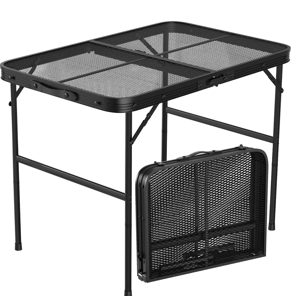 Aluminum Picnic Adjustable Folding Table 35x23 Grill Stand Table For Camping Portable Grill Table 0