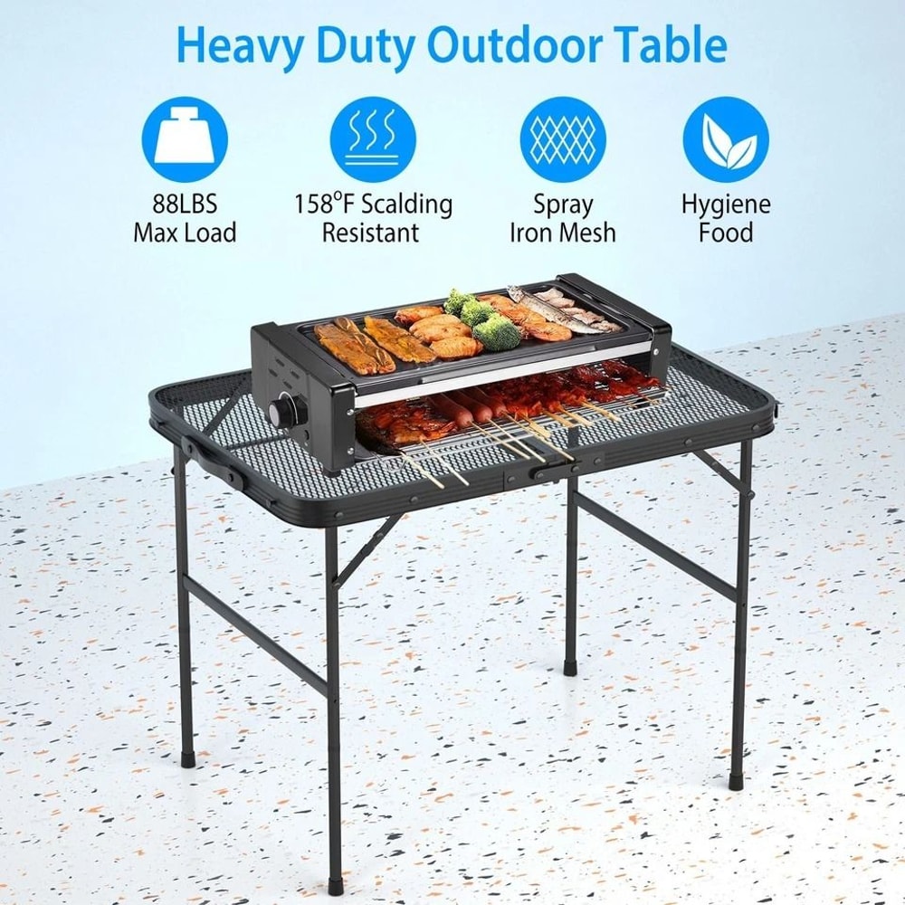 Aluminum Picnic Adjustable Folding Table 35x23 Grill Stand Table For Camping Portable Grill Table 2