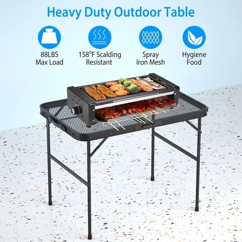 Aluminum Picnic Adjustable Folding Table 35x23 Grill Stand Table For Camping Portable Grill Table 2