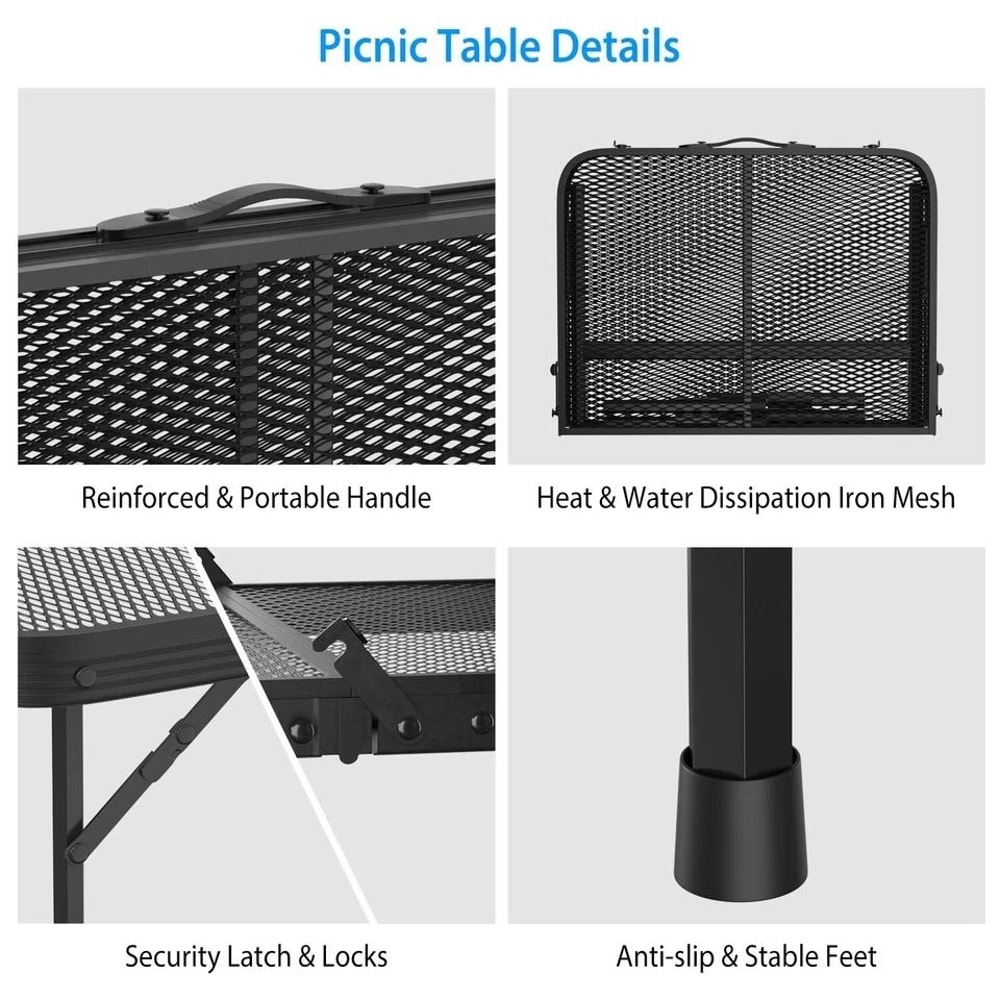 Aluminum Picnic Adjustable Folding Table 35x23 Grill Stand Table For Camping Portable Grill Table 5