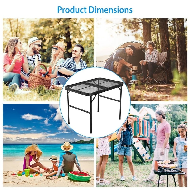 Aluminum Picnic Adjustable Folding Table 35x23 Grill Stand Table For Camping Portable Grill Table 6