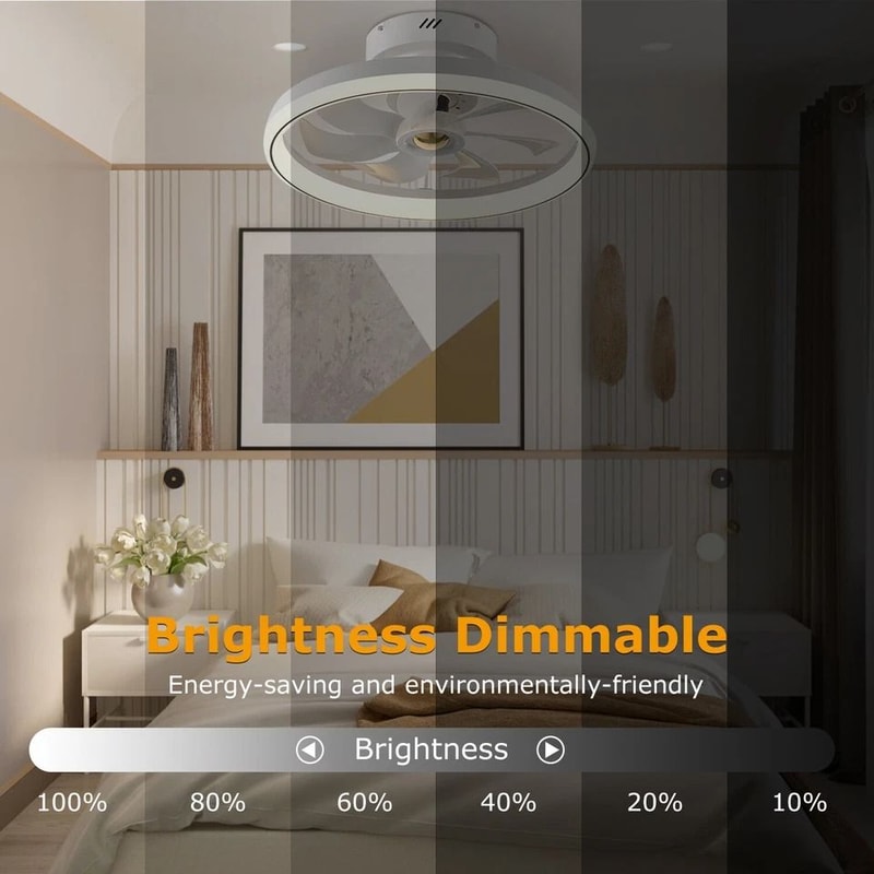 LED Ceiling Fan Light For Bedroom Living Room Modern Round Pendant Fan Lamp Adjustable Speeds Smart