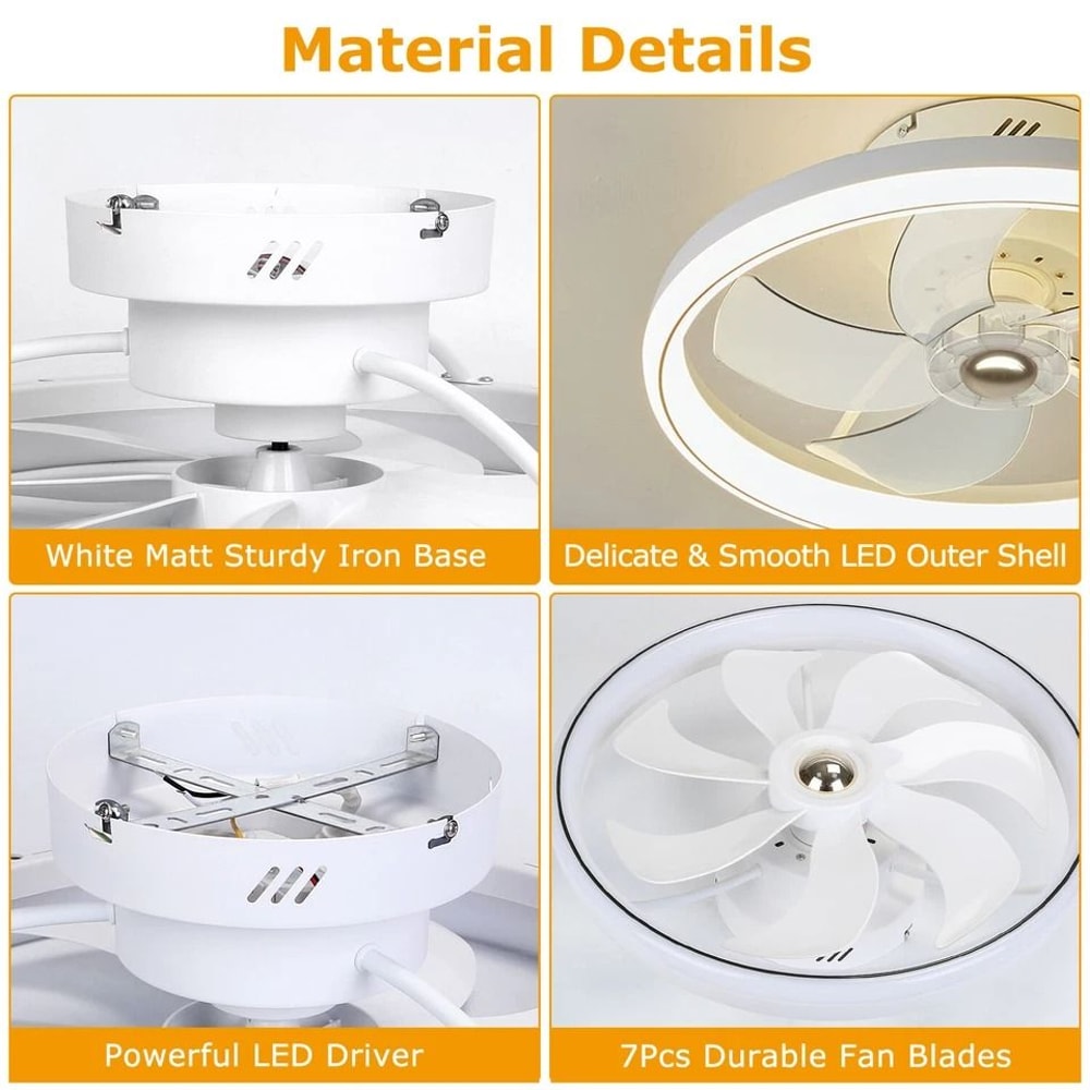 LED Ceiling Fan Light For Bedroom Living Room Modern Round Pendant Fan Lamp Adjustable Speeds Smart