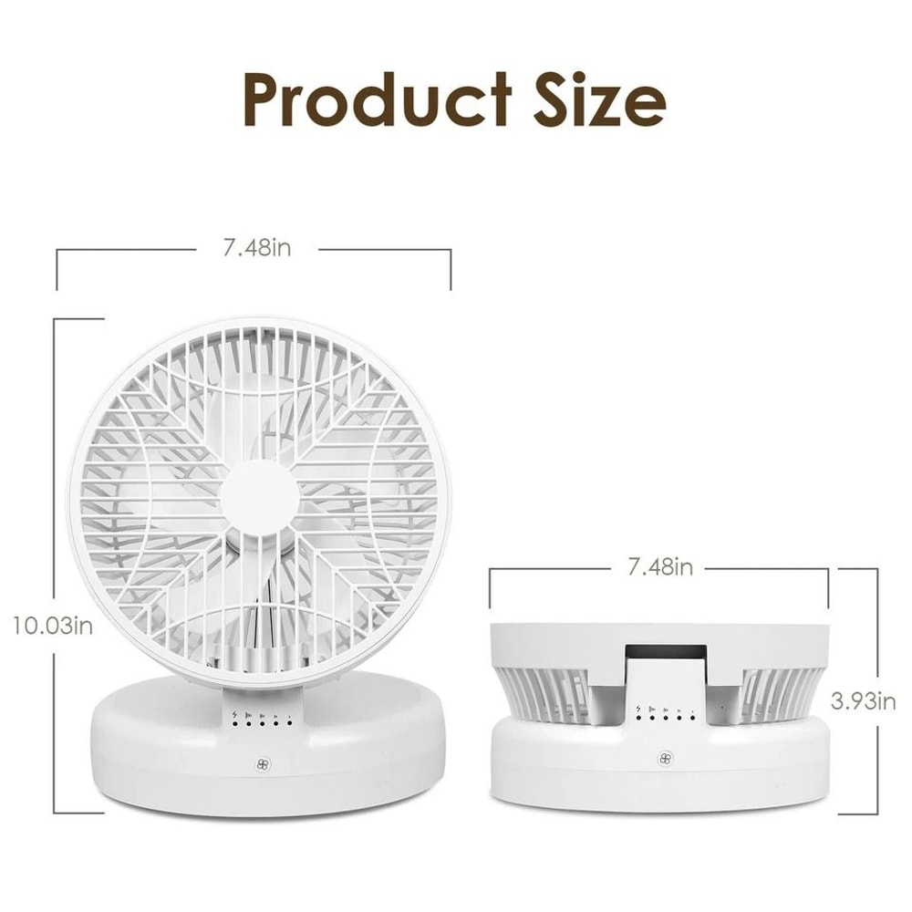 WallMounted Portable Desktop Fan Rechargeable Adjustable Wind Speeds Quiet Brushless Motor 9