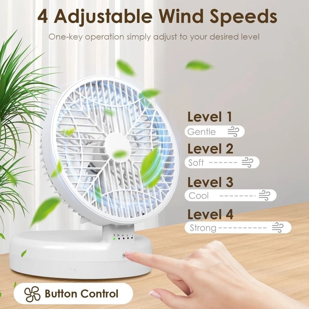 WallMounted Portable Desktop Fan Rechargeable Adjustable Wind Speeds Quiet Brushless Motor 6