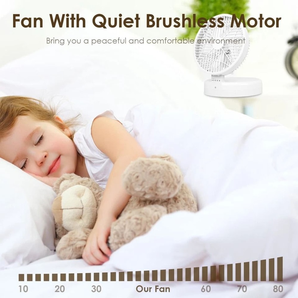 WallMounted Portable Desktop Fan Rechargeable Adjustable Wind Speeds Quiet Brushless Motor 7