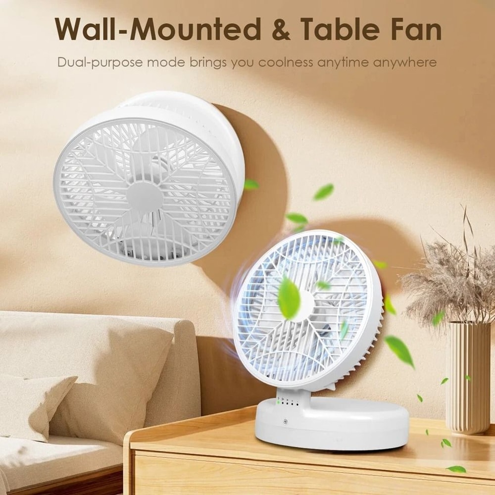WallMounted Portable Desktop Fan Rechargeable Adjustable Wind Speeds Quiet Brushless Motor 8