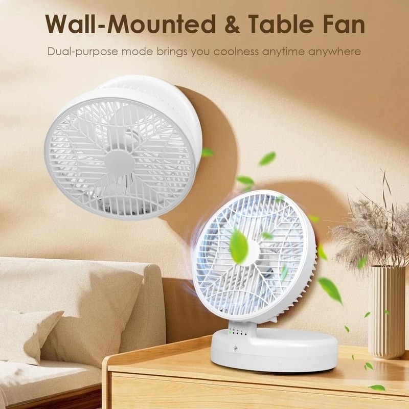 WallMounted Portable Desktop Fan Rechargeable Adjustable Wind Speeds Quiet Brushless Motor 8