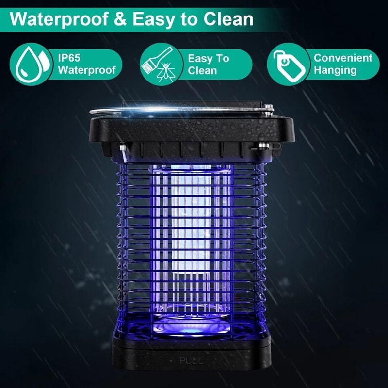 Outdoor Solar Powered Mosquito Fly Bug Zapper Insect Killer Lamp UV Light Waterproof Electric Trap 5