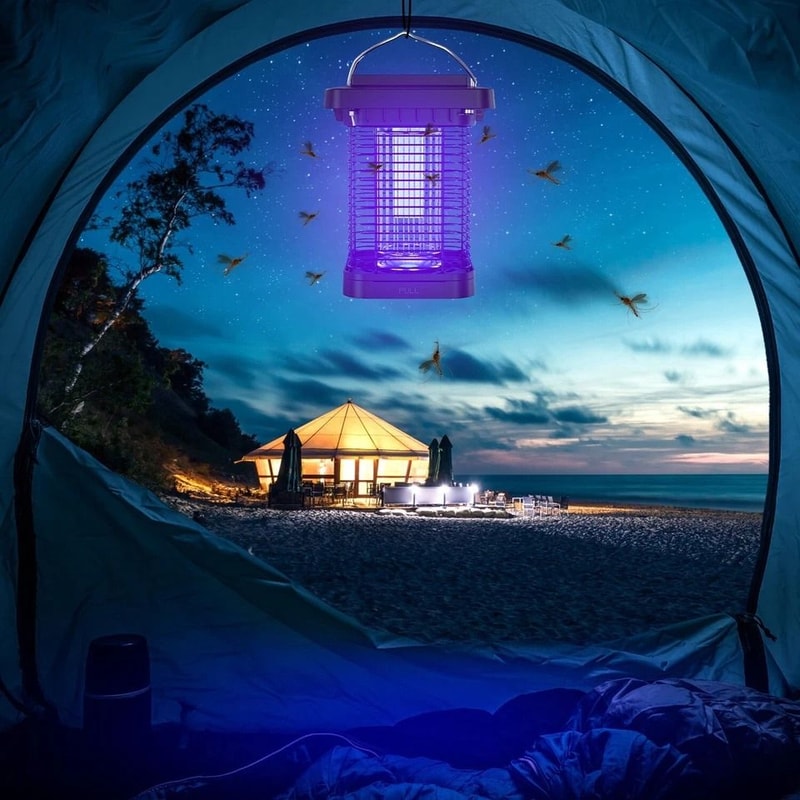 Outdoor Solar Powered Mosquito Fly Bug Zapper Insect Killer Lamp UV Light Waterproof Electric Trap 11