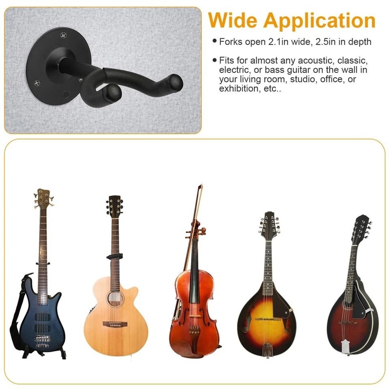 Display Wall Mount Hanger For Guitar Padded Steel Hook For Acoustic Electric Guitars Sturdy Safe 5