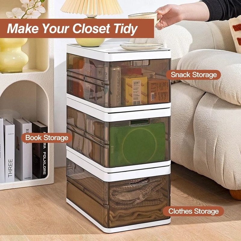 Collapsible Foldable Storage Containers With Lids Stackable Closet Organizer Bins Multifunctional S 8